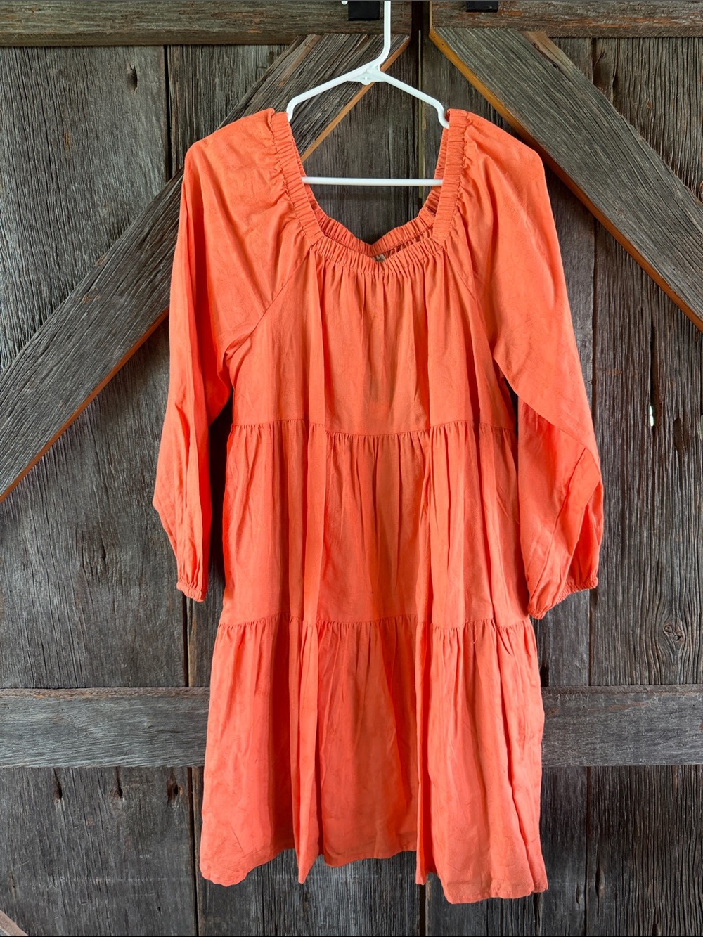Universal Thread Coral Orange Tiered Peasant Dress